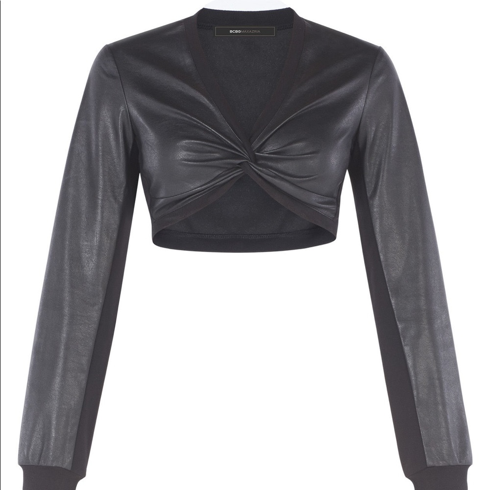 BCBG NEW Raelee Faux Leather crop